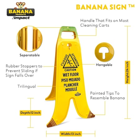 Zoro Select Banana Caution Sign, AFRAME, 6PK BSIGNCASE